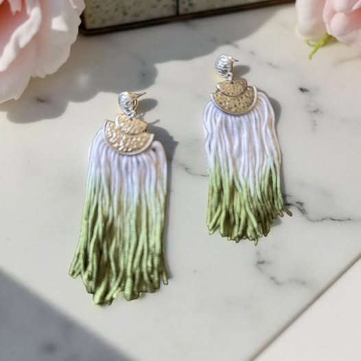 GREEN OMBRE TASSEL EARRINGS