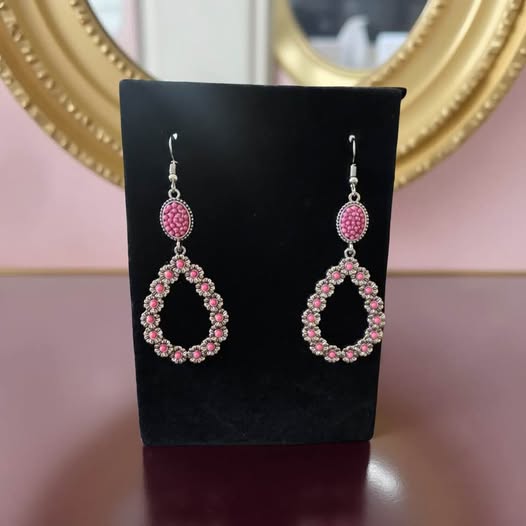 PRETTY PINK STONE EARRINGS