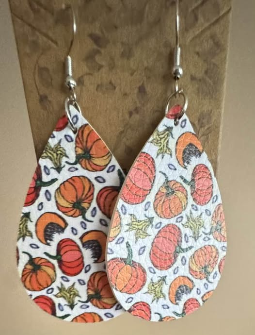 PUMPKIN LEATHER HOLIDAY EARRINGS