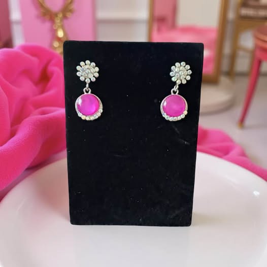 HOT PINK GEM EARRINGS