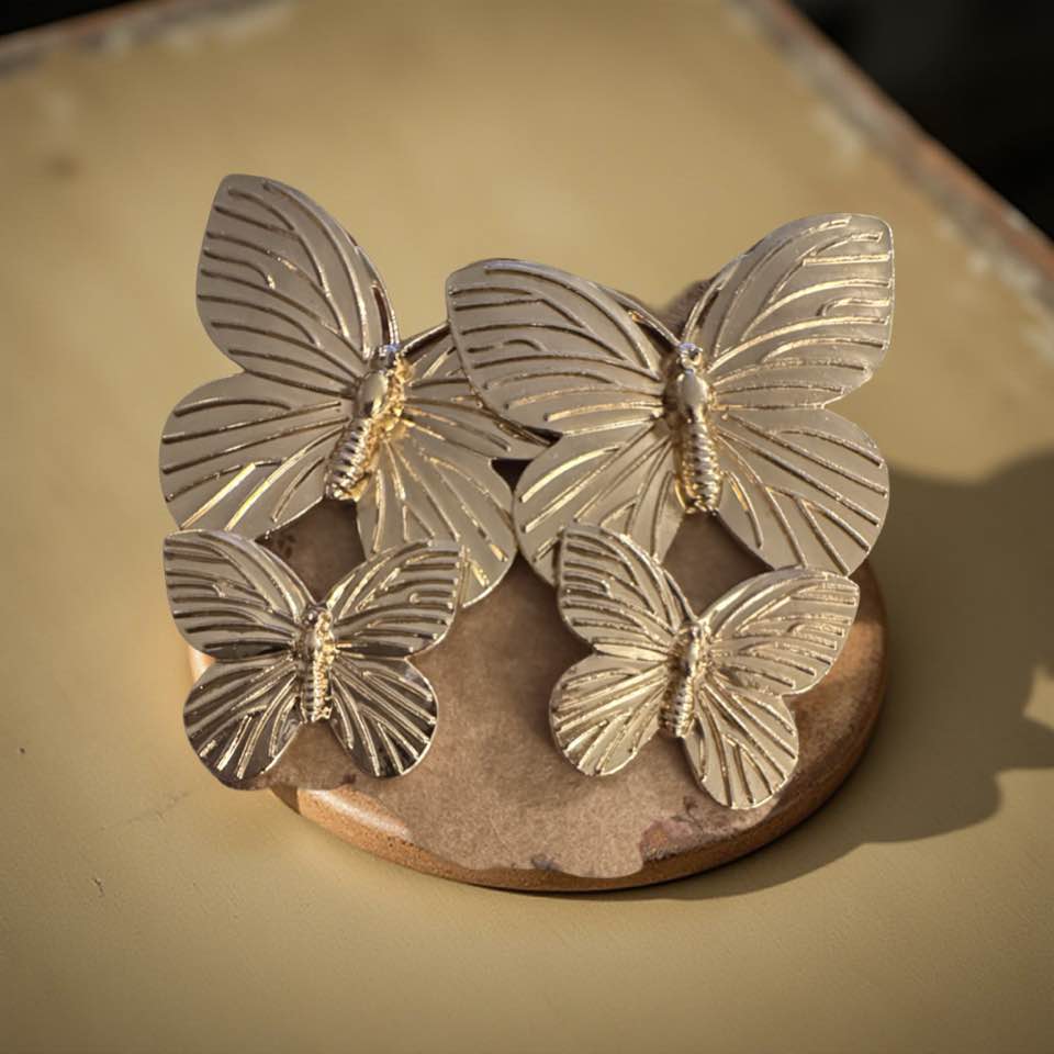 DOUBLE GOLD BUTTERFLY EARRINGS