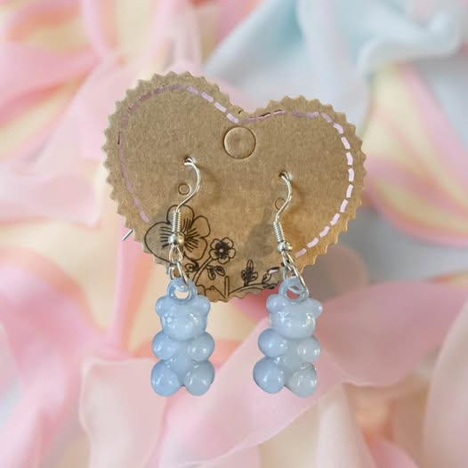 KIDS BLUE GUMMY BEAR EARRINGS