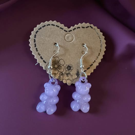 KIDS PURPLE GUMMY BEAR EARRINGS