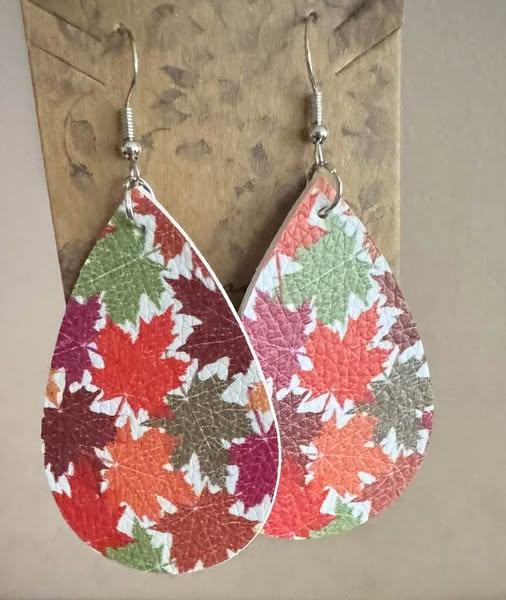 LEATHER FALL LEAVES EARRINGS