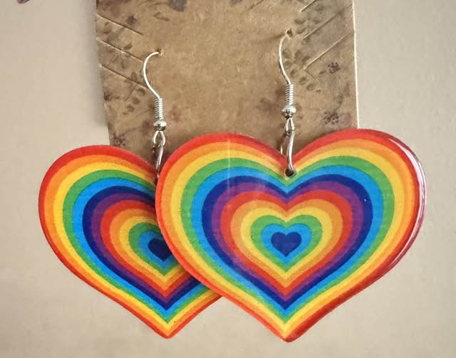LOVE IS LOVE HEART RAINBOW EARRINGS
