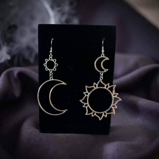 MOON AND SUN SILVER EARRINGS