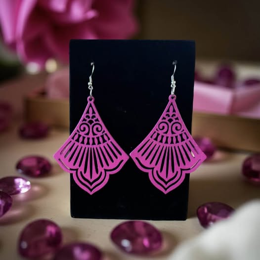 HOT PINK WOOD EARRINGS