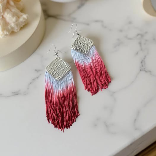 RED OMBRE TASSLE EARRINGS