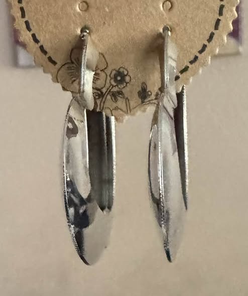 PUFFY SILVER HEART HOOPS