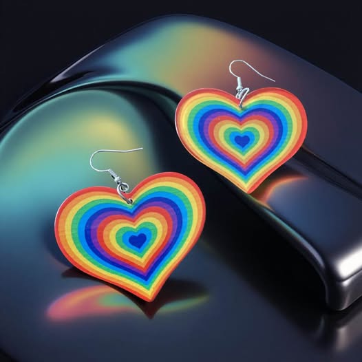 LOVE IS LOVE HEART RAINBOW EARRINGS