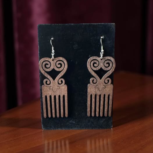WOOD HAIR PICK EARRINGS