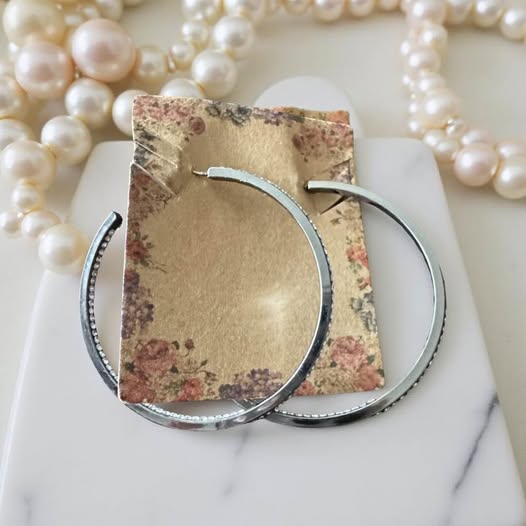 DARK SILVER BLING HOOPS