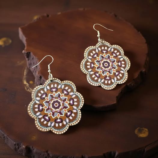 WOOD FLOWER EARRINGS