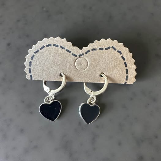 BLACK HEART GOLD MINI HOOPS