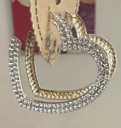 RHINESTONE HEART HOOPS