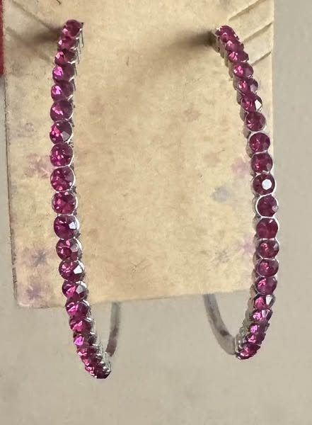 PINK RHINESTONE HOOPS