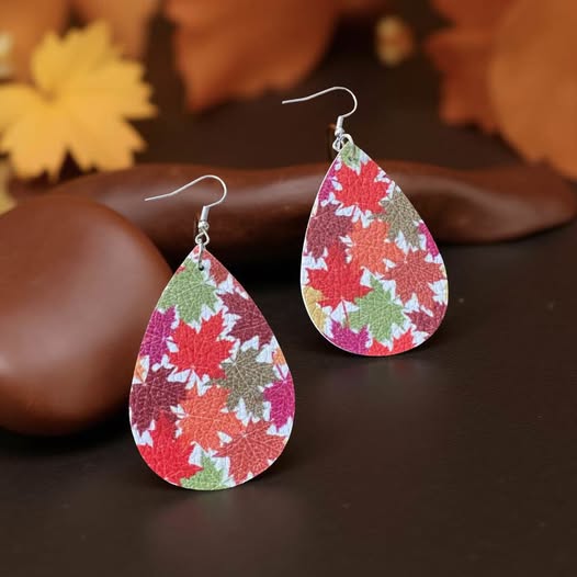 LEATHER FALL LEAVES EARRINGS