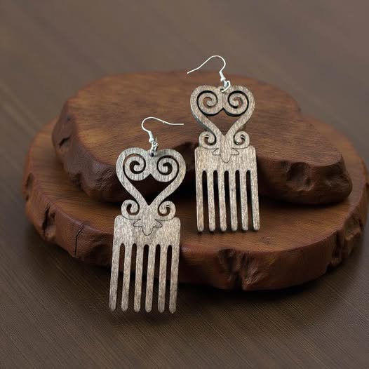 WOOD HAIR PICK EARRINGS