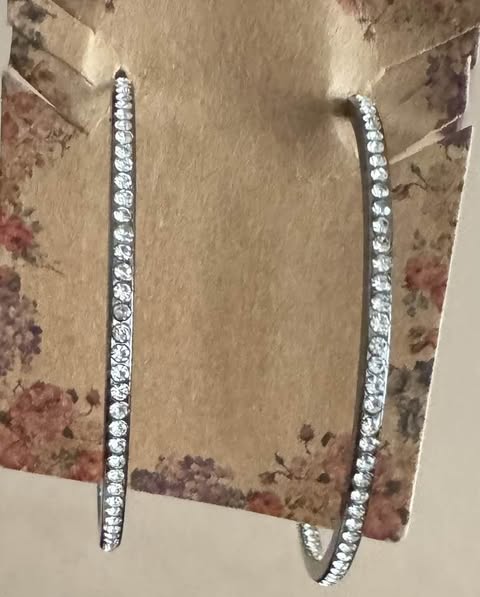 DARK SILVER BLING HOOPS