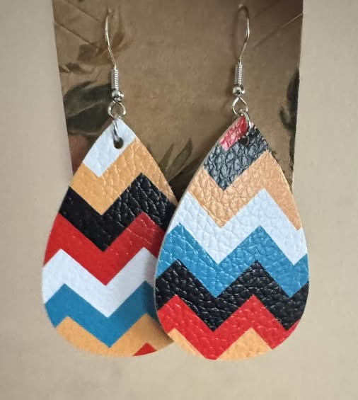 MULTI BOLD COLORED LEATHER EARRINGS