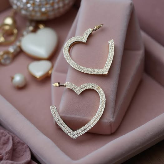 RHINESTONE HEART HOOPS
