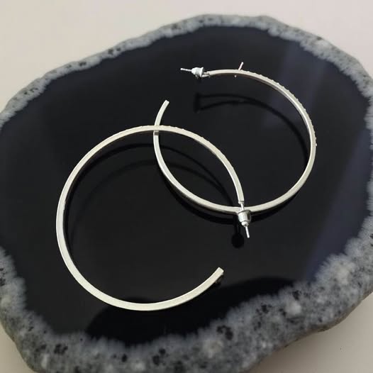 SILVER STUD HOOPS