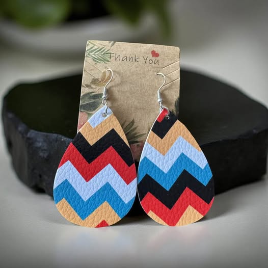 MULTI BOLD COLORED LEATHER EARRINGS