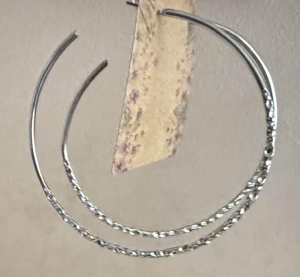 LARGE HAMMERED SILVER HOOPS