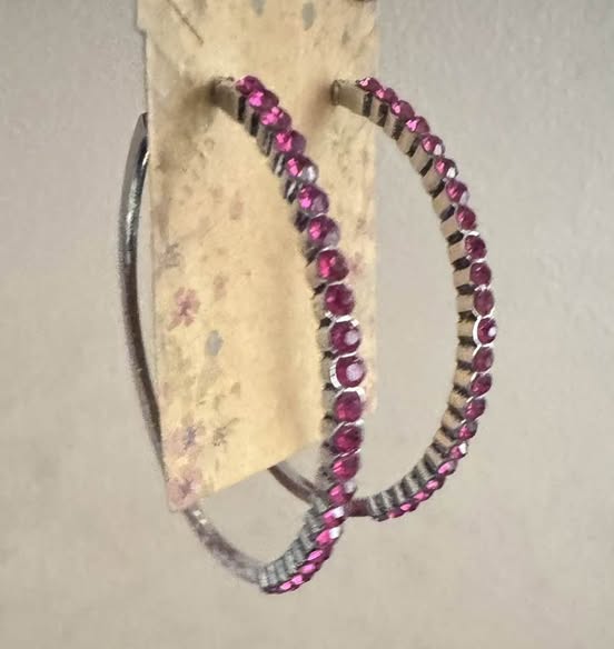 PINK RHINESTONE HOOPS