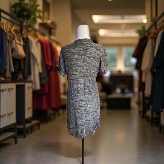 MULTI GREY SHORT SLEEVE CARDIGAN SIZE M