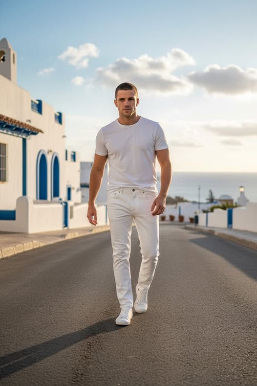 MEN'S FLEX LUXURY SKINNY FIT WHITE JEANS SIZE W30/L30