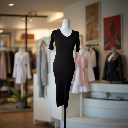 LONG BLACK SWEATER DRESS SIZE XS