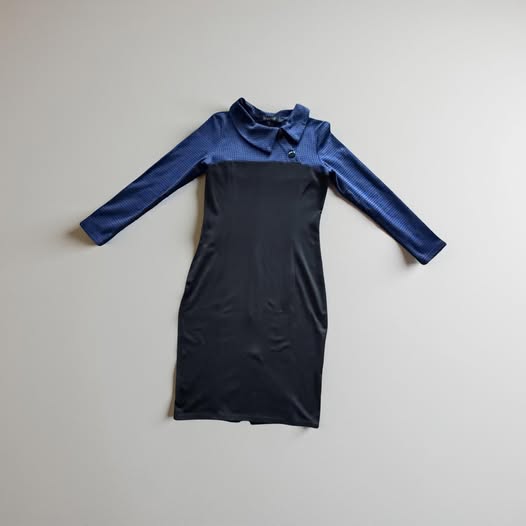 BLACK/BLUE PENCIL DRESS SIZE M