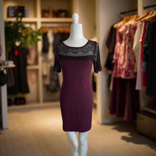 PURPLE LACE SWEATER DRESS SIZE SP