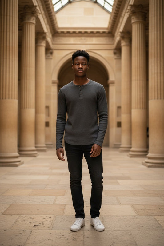 MEN'S ABERCROMBIE & FITCH DARK GREY THERMAL SIZE M