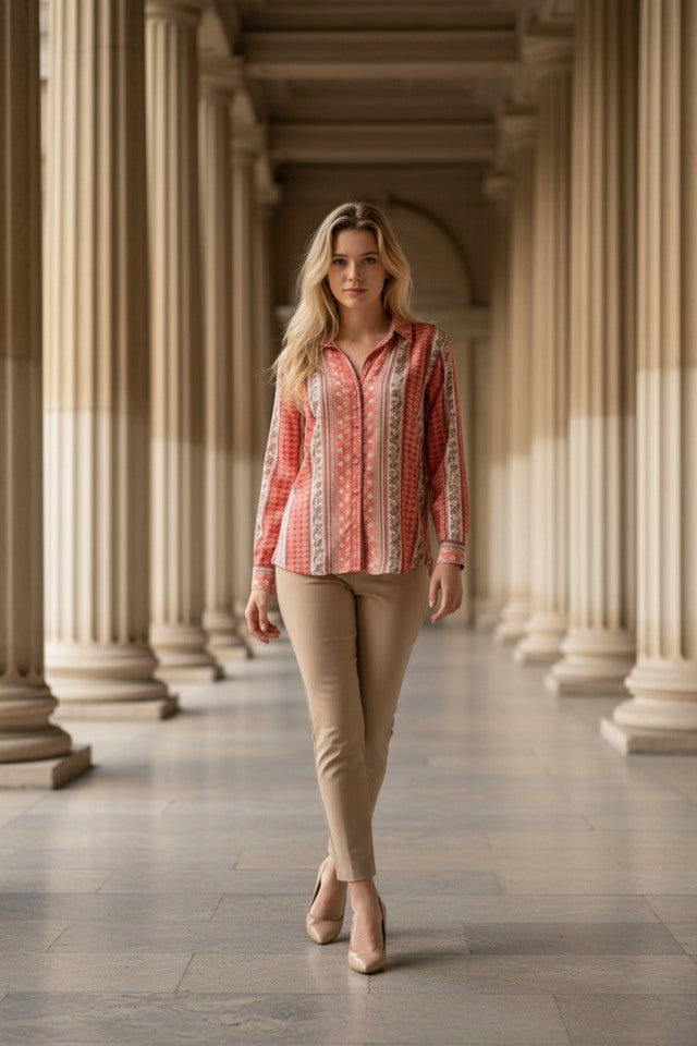 MULTI ORANGE BLOUSE SIZE S