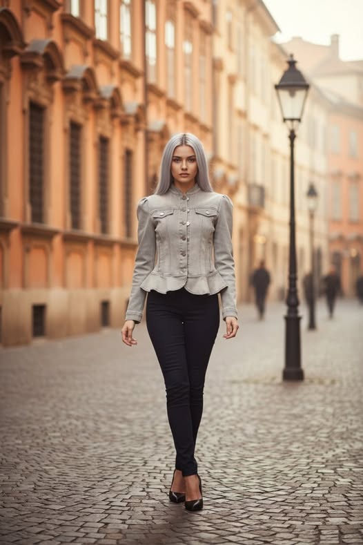 JEAN RUFFLE JACKET SIZE 4