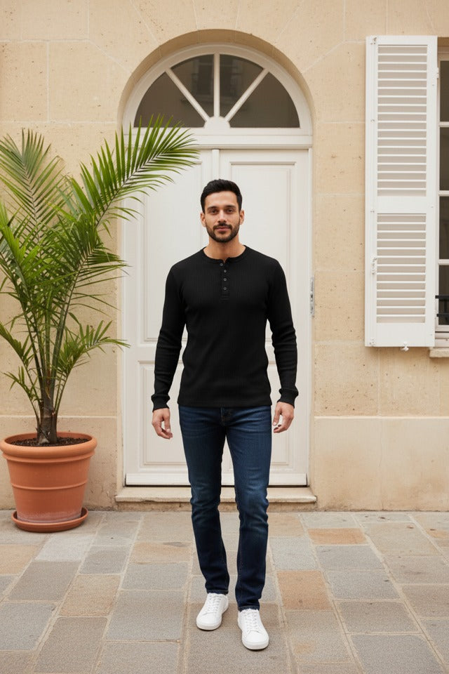 MEN'S ABERCROMBIE & FITCH BLACK THERMAL SIZE M