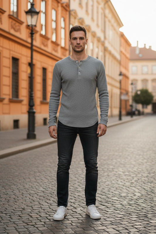 MEN'S ABERCROMBIE & FITCH LIGHT GREY THERMAL SIZE M