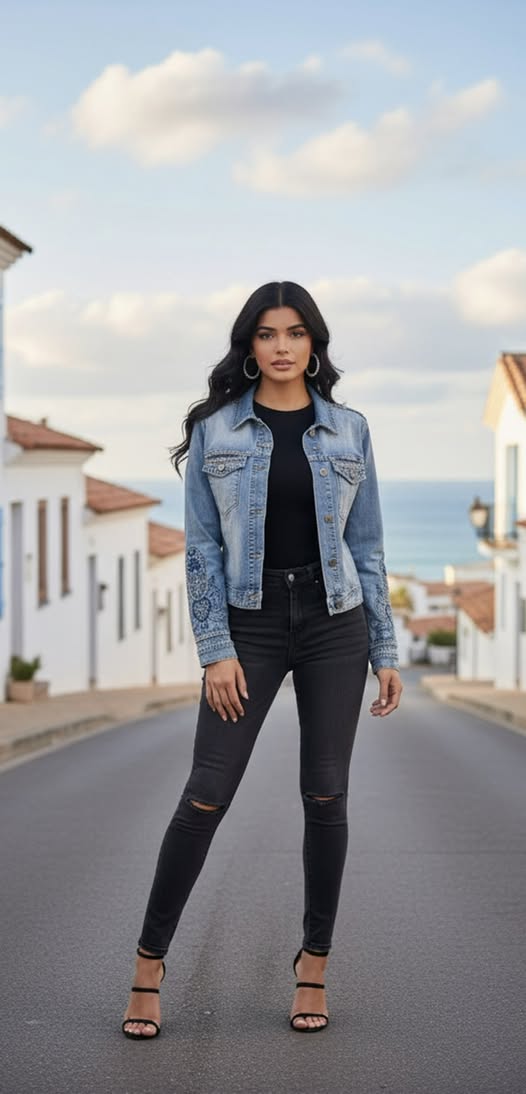 EMBROIDERED JEAN JACKET SIZE S