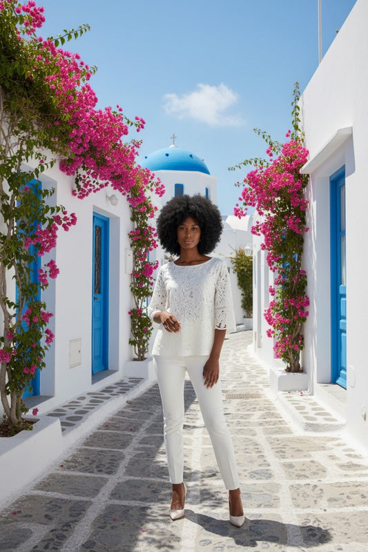WHITE LACED BLOUSE SIZE LP