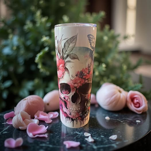 FLORAL SKULL TUMBLER