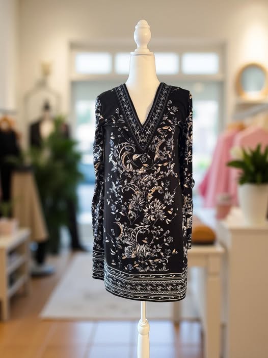 BLACK FLORAL DRESS SIZE XS