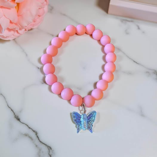 KIDS PINK BUTTERFLY STRETCHTY BRACELET