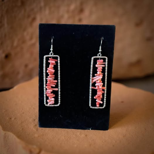 ORANGE JAGGED STONE EARRINGS