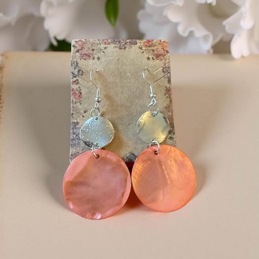 PEACH MOTHER OF PEARL EARRINGS