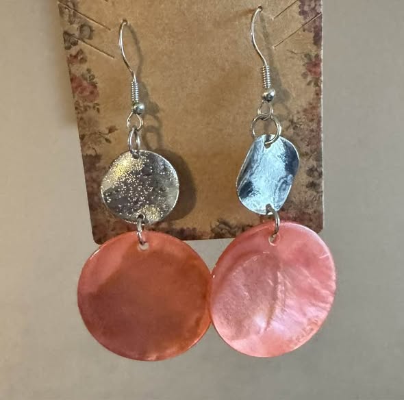 PEACH MOTHER OF PEARL EARRINGS