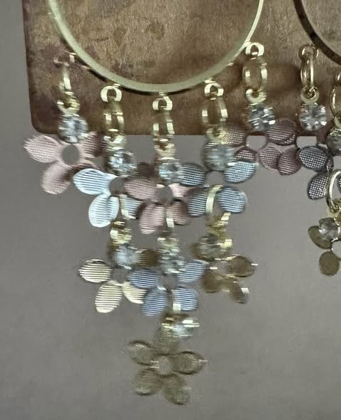 MULTI COLOR CASCADING FLOWER EARRINGS