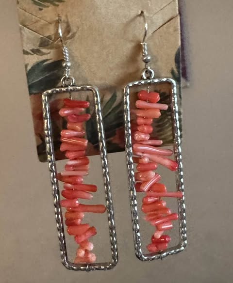 ORANGE JAGGED STONE EARRINGS