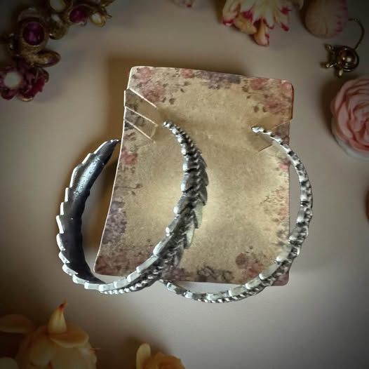 SILVER FEATHER HOOPS